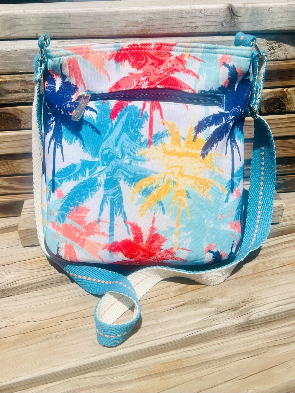 - Caribbean Joe Tropical Print Crossbody Canvas Bag! EUC! - Picture 3 of 16